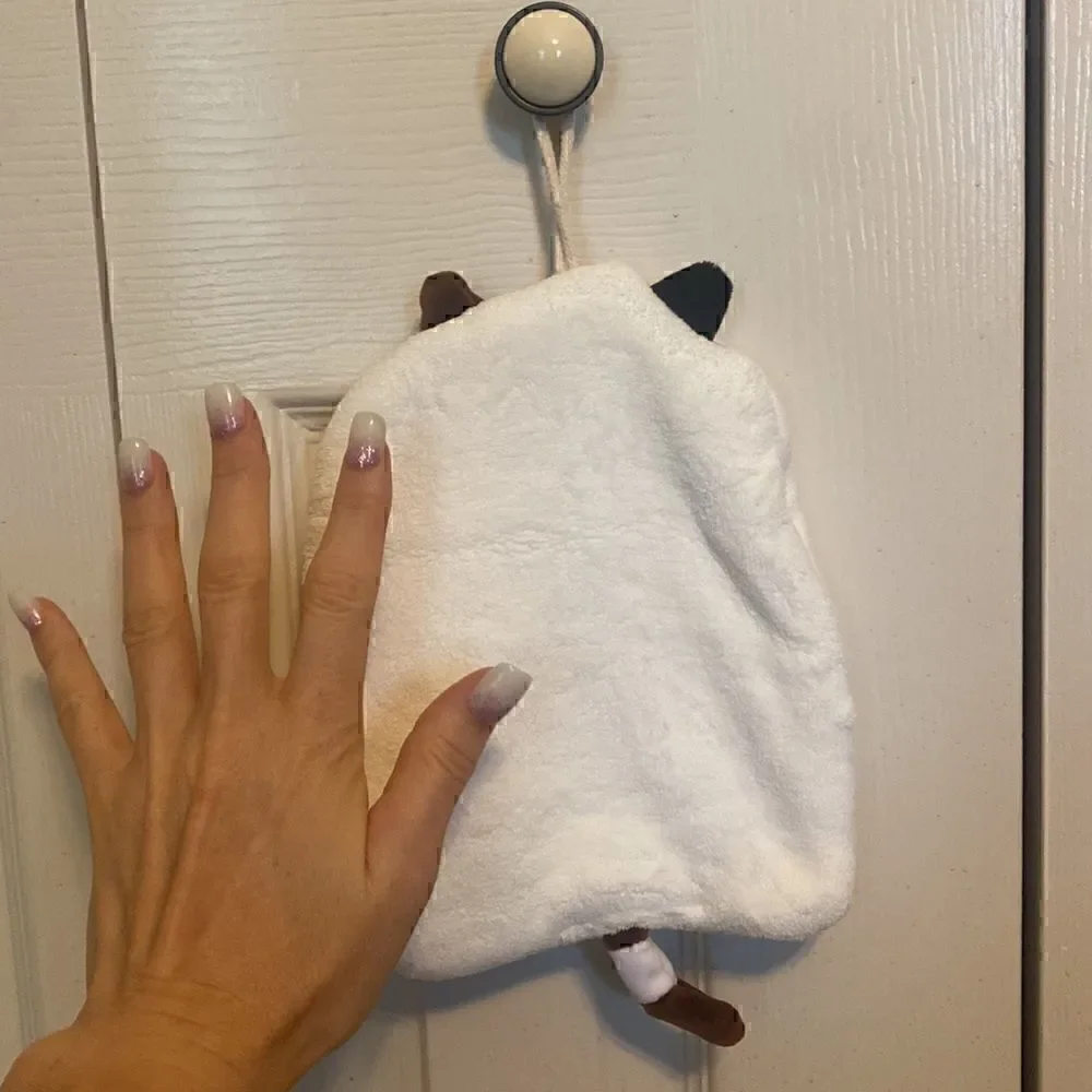 Cute Hanging Cat Hand Towel.